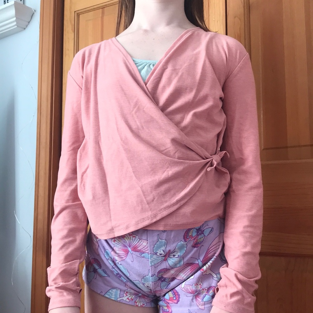 pink athletic long sleeve shirt